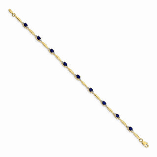 7" 14k Yellow Gold Diamond and Oval Sapphire Bracelet BM4484-SA-001-YA