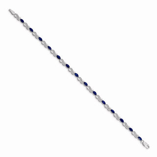 7" 14k White Gold Diamond and Sapphire Infinity Bracelet BM4485-SA-015-WA