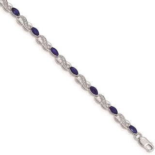 7" 14k White Gold Diamond and Sapphire Infinity Bracelet BM4485-SA-015-WA
