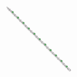 7" 14k White Gold Diamond and Emerald Bracelet BM4486-EM-010-WA