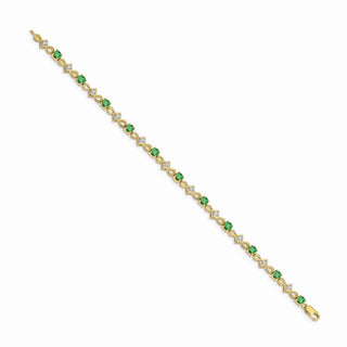 7" 14k Yellow Gold Diamond and Emerald Bracelet BM4486-EM-010-YA