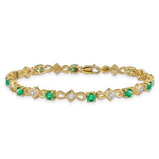 7" 14k Yellow Gold Diamond and Emerald Bracelet BM4486-EM-010-YA