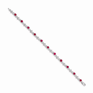 7" 14k White Gold Diamond and Ruby Bracelet BM4486-RU-010-WA