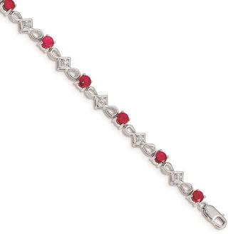 7" 14k White Gold Diamond and Ruby Bracelet BM4486-RU-010-WA