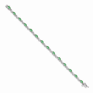 7" 14k White Gold Diamond and Emerald Bracelet BM4487-EM-010-WA
