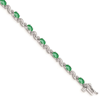 7" 14k White Gold Diamond and Emerald Bracelet BM4487-EM-010-WA