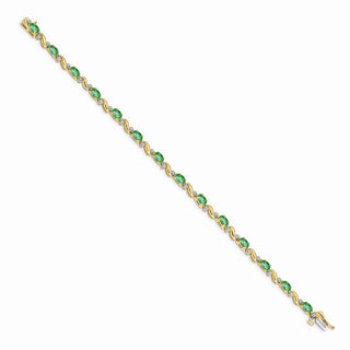 7" 14k Yellow Gold Diamond and Emerald Bracelet BM4487-EM-010-YA