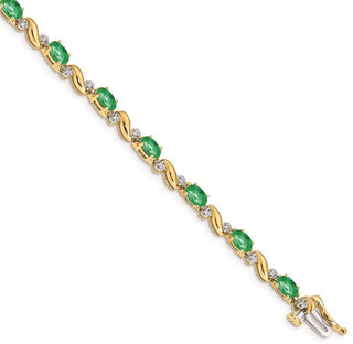 7" 14k Yellow Gold Diamond and Emerald Bracelet BM4487-EM-010-YA