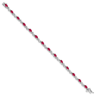 7" 10k White Gold Diamond and Ruby Bracelet