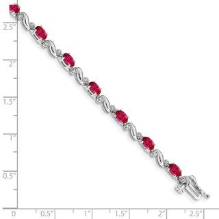 7" 10k White Gold Diamond and Ruby Bracelet