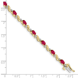 7" 10k Yellow Gold Diamond and Ruby Bracelet