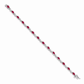 7" 14k White Gold Diamond and Ruby Bracelet BM4487-RU-010-WA