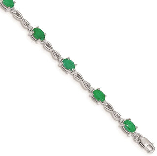 7" 14k White Gold Diamond and Emerald Bracelet BM4488-EM-025-WA
