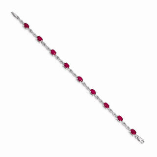 7" 14k White Gold Diamond and Ruby Bracelet BM4488-RU-025-WA