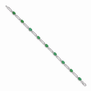 7" 14k White Gold Diamond and Emerald Bracelet BM4489-EM-005-WA