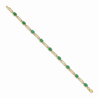 7" 14k Yellow Gold Diamond and Oval Emerald Bracelet BM4489-EM-005-YA