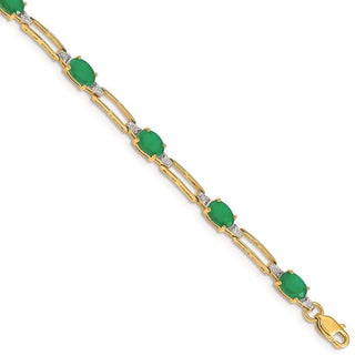 7" 14k Yellow Gold Diamond and Oval Emerald Bracelet BM4489-EM-005-YA