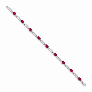 7" 14k White Gold Diamond and Ruby Bracelet BM4489-RU-005-WA