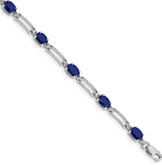 7" 10k White Gold Diamond and Sapphire Bracelet BM4489-SA-005-1WA