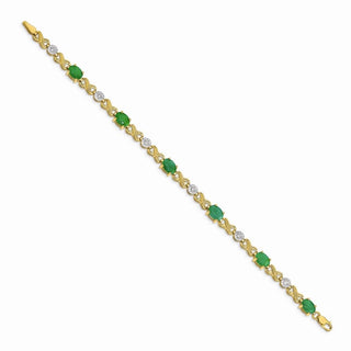 7" 14k Yellow Gold Diamond and Emerald Infinity Bracelet BM4490-EM-020-YA