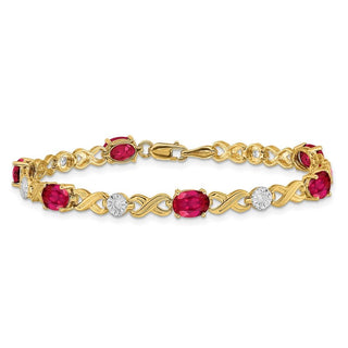 7" 14k Yellow Gold Diamond and Ruby Infinity Bracelet BM4490-RU-020-YA