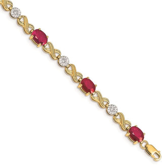 7" 14k Yellow Gold Diamond and Ruby Infinity Bracelet BM4490-RU-020-YA
