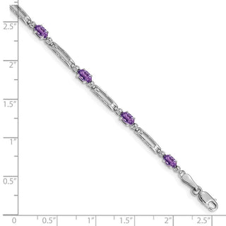 7" 10k White Gold Diamond and Amethyst Bracelet