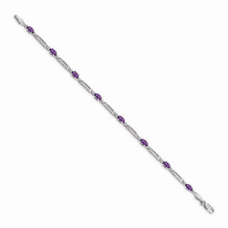 7" 14k White Gold Diamond and Amethyst Bracelet