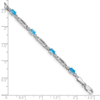 7" 10k White Gold Diamond and Blue Topaz Bracelet