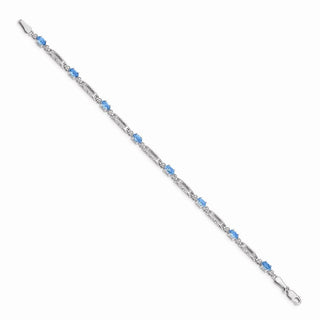 7" 14k White Gold Diamond and Blue Topaz Bracelet BM4492-BT-001-WA