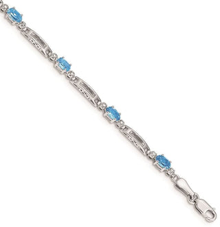 7" 14k White Gold Diamond and Blue Topaz Bracelet BM4492-BT-001-WA