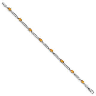 7" 10k White Gold Diamond and Citrine Bracelet