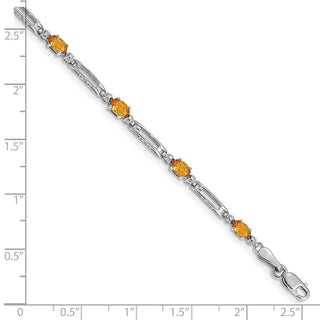 7" 10k White Gold Diamond and Citrine Bracelet