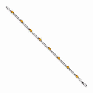 7" 14k White Gold Diamond and Citrine Bracelet