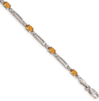 7" 14k White Gold Diamond and Citrine Bracelet