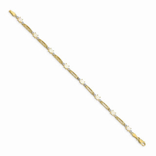 7" 14k Yellow Gold Fancy Diamond and Opal Bracelet