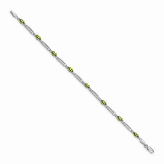 7" 14k White Gold Diamond and Peridot Bracelet