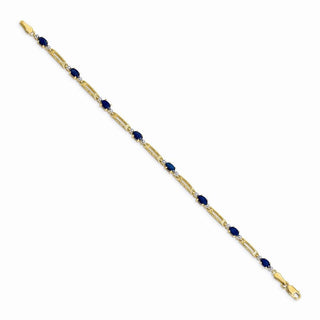 7" 14k Yellow Gold Fancy Diamond and Sapphire Bracelet