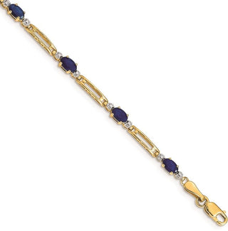 7" 14k Yellow Gold Fancy Diamond and Sapphire Bracelet