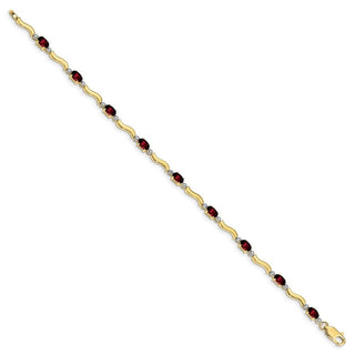7" 10k Yellow Gold Fancy Diamond and Garnet Bracelet