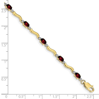 7" 10k Yellow Gold Fancy Diamond and Garnet Bracelet