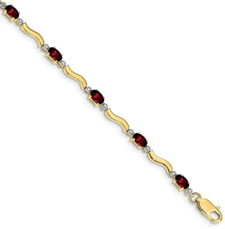 7" 10k Yellow Gold Fancy Diamond and Garnet Bracelet