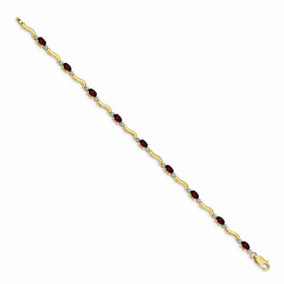 7" 14k Yellow Gold Fancy Diamond and Garnet Bracelet