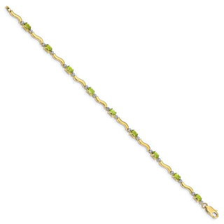 7" 10k Yellow Gold Fancy Diamond and Peridot Bracelet