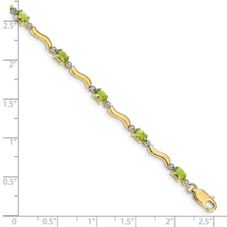 7" 10k Yellow Gold Fancy Diamond and Peridot Bracelet