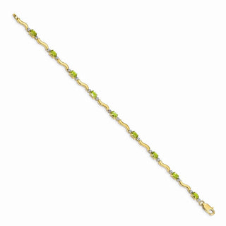 7" 14k Yellow Gold Fancy Diamond and Peridot Bracelet