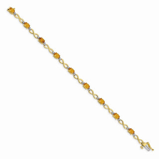7" 14k Yellow Gold Citrine Diamond Infinity Bracelet