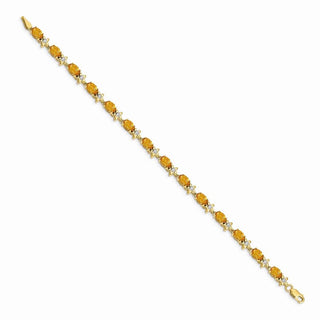 7" 14k Yellow Gold Floral Diamond and Citrine Bracelet