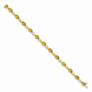 7" 14k Yellow Gold Citrine and Diamond Bracelet