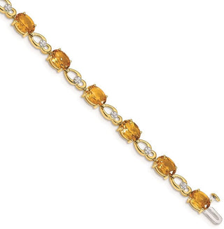 7" 14k Yellow Gold Citrine and Diamond Bracelet